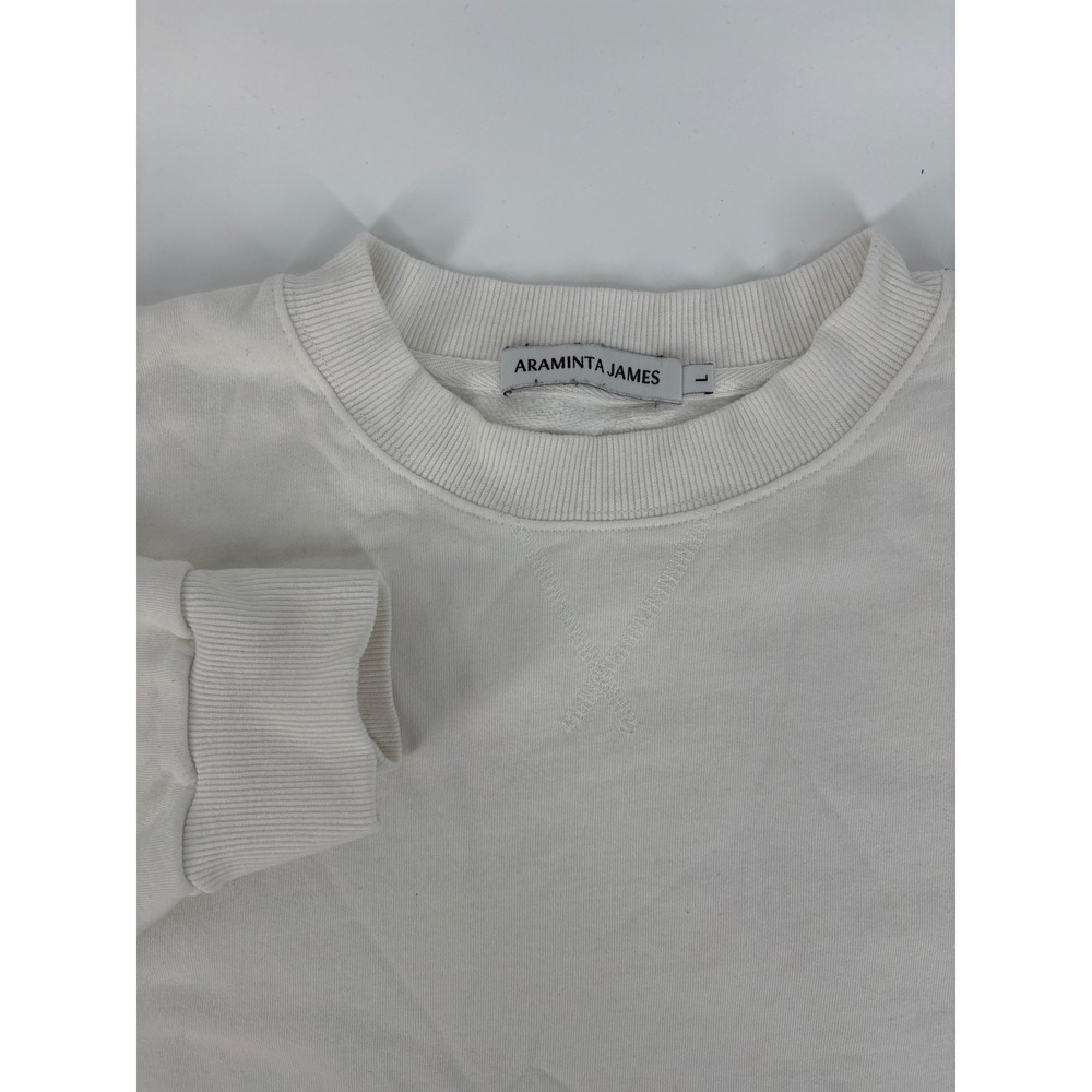 Araminta James Womens Ski Lodge Aspen CO 1972 Graphic Sweatshirt White Large
